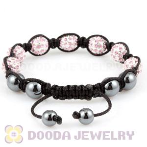 handmade Style TresorBeads Bracelets with pink Crystal Ball and Hematite