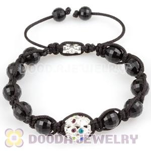 Wholesale handmade Bracelets with colored hollow crystal and Faceted Black ABS plastic Beads