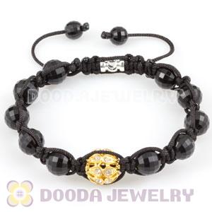 Wholesale handmade Bracelets with hollow crystal and Faceted Black ABS plastic Beads