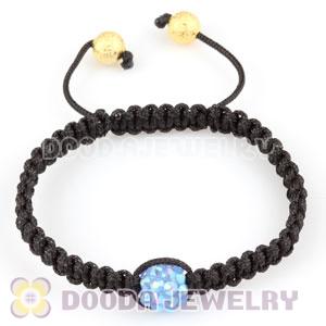 Wholesale handmade Inspired Bracelets with blue Crystal plastic beads and Black Macrame 