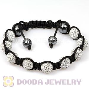  Pave White Czech Crystal TresorBeads  handmade Inspired Bracelets with Hematite