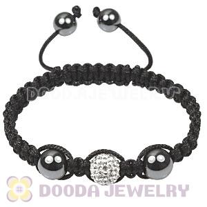 TresorBeads Macrame Bracelets with white Crystal and Hematite beads 