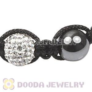 TresorBeads Macrame Bracelets with white Crystal and Hematite beads 