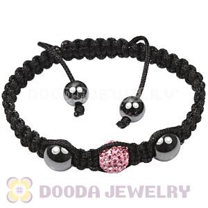 TresorBeads Macrame Bracelets with pink Crystal and Hematite beads 
