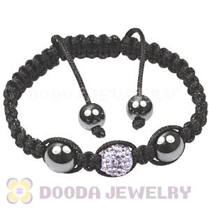 TresorBeads Macrame Bracelets with Lilac Crystal and Hematite beads 