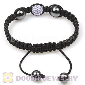 TresorBeads Macrame Bracelets with Lilac Crystal and Hematite beads 