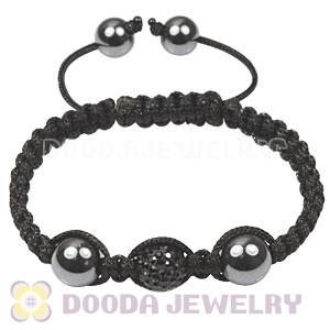 TresorBeads Macrame Bracelets with black Crystal and Hematite beads 