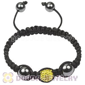 TresorBeads Macrame Bracelets with yellow Crystal and Hematite beads 
