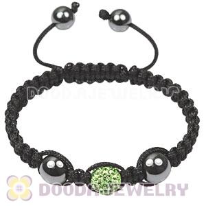 TresorBeads Macrame Bracelets with green Crystal and Hematite beads 