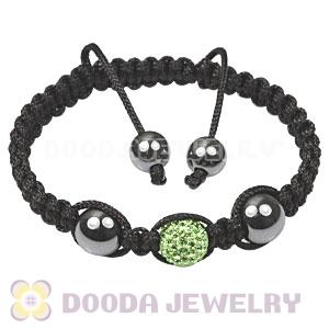 TresorBeads Macrame Bracelets with green Crystal and Hematite beads 