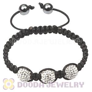 TresorBeads Macrame Bracelets with white Crystal and Hematite beads 