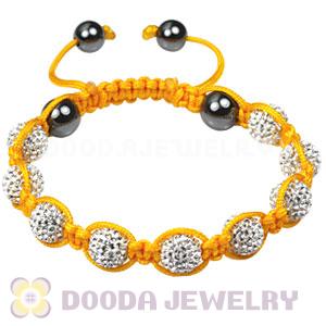 Fashion Yellow cord TresorBeads Inspired Bracelets with white Czech Crystal and Hematite
