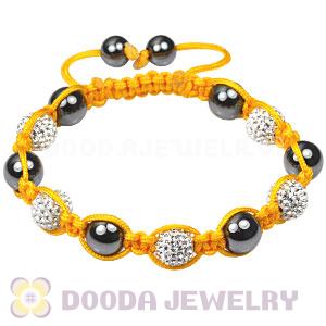 Fashion handmade yellow cord TresorBeads  Bracelets with white Czech Crystal and Hematite
