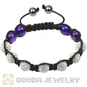 Fashion TresorBeads bracelets with 4 purple agate beads and pave crystal 
