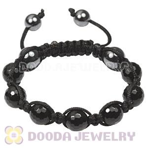 Fashion child TresorBeads bracelets with 7 faceted black agate beads and hemitite 