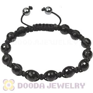 Fashion mens TresorBeads bracelets with 13 faceted black agate beads and hematite 