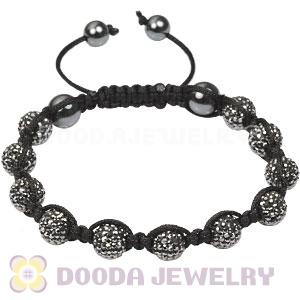 Fashion mens TresorBeads bracelets with grey crystal beads and hemitite 
