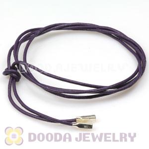 Purple Leather Bracelets with 925 Silver Ends with 925 Stamped