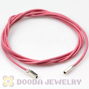 Pink Leather Bracelets with 925 Silver Ends with 925 Stamped