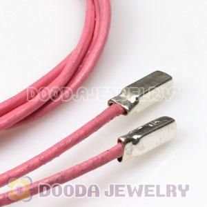Pink Leather Bracelets with 925 Silver Ends with 925 Stamped