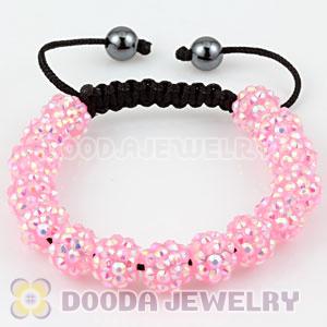  Fashion handmade Inspired Bracelets with pink plastic Crystal beads and hemitite