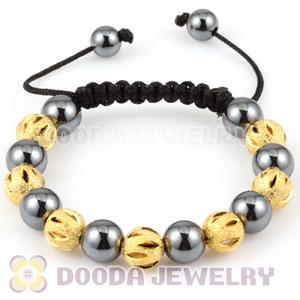 handmade Inspired TresorBeads Bracelets with gold plated hollow Copper Beads and Hematite