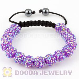  Fashion handmade Inspired Bracelets with purple plastic Crystal beads and hemitite