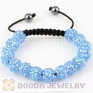  Fashion handmade Inspired Bracelets with blue plastic Crystal beads and hemitite