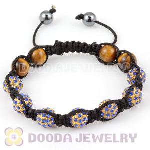 handmade Style TresorBeads Bracelets with blue Crystal Ball and tiger eye beads