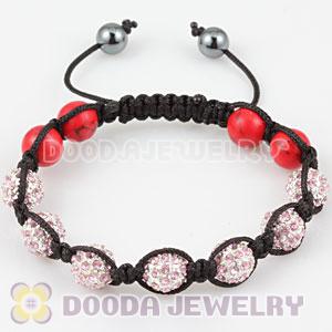 2011 handmade Style TresorBeads Bracelets with pink Crystal Ball beads and red coral 