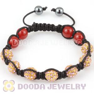 2011 handmade Style TresorBeads Bracelets with pink Crystal Ball and red agate