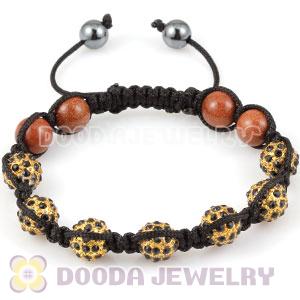 2011 handmade Style TresorBeads Bracelets with black golden Crystal Ball and golden stone