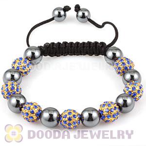 2011 fashion handmade Style TresorBeads Bracelets with golden blue Crystal Ball and Hematite
