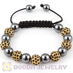Fashion handmade handmade Style TresorBeads Bracelets with black golden Crystal Ball and Hematite