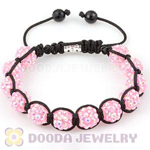  Fashion handmade Inspired Bracelets with pink plastic Crystal beads and Faceted Black ABS beads 