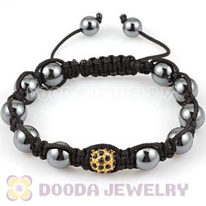 handmade Style TresorBeads Bracelets with black Crystal Ball beads In the middle and Hematite