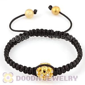 Fashion handmade Inspired Macrame friendship Bracelets with golden crystal ball beads 