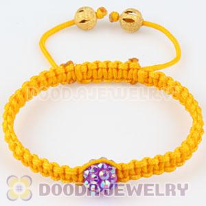 Fahion handmade handmade Inspired yellow Macrame Bracelets with Crystal plastic beads 