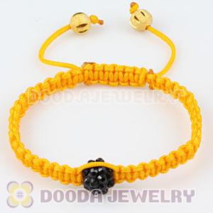 Fahion handmade handmade Inspired yellow Macrame Bracelets with black Crystal plastic beads 