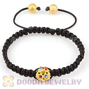 Fashion handmade Inspired Macrame friendship Bracelets with colorful golden crystal ball beads 