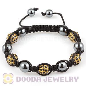 2011 Latest handmade Style TresorBeads Bracelets with gold plated black Crystal Ball and Hematite