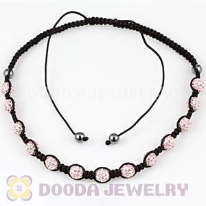 Fashion handmade necklace with pink Crystal alloy beads and Hematite beads