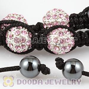 Fashion handmade necklace with pink Crystal alloy beads and Hematite beads