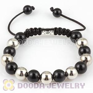 handmade Style Bracelet with silver plated copper and Black ABS plastic bead