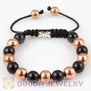2011 handmade Style Bracelet with Rose gold beads and Black ABS plastic bead