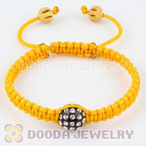 Fahion handmade handmade Inspired yellow Macrame Bracelets with grey pave Crystal plastic beads 