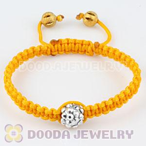Fahion handmade handmade Inspired yellow Macrame Bracelets with Ivory Crystal plastic beads 