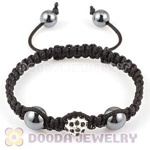 handmade Style TresorBeads Macrame Bracelet with black Crystal Beads and Hematite