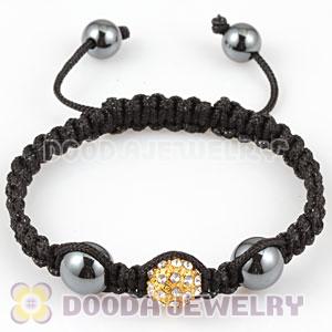 handmade Style TresorBeads Macrame Bracelet with Golden Beads white Crystal and Hematite