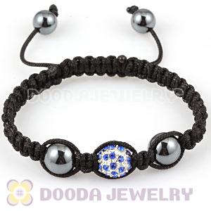 handmade Style TresorBeads Macrame Bracelet with sky blue Crystal Beads and Hematite